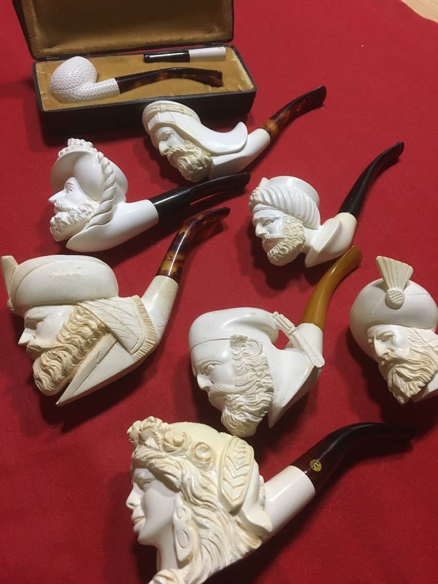 海泡石（メシャム）彫刻パイプ人物像