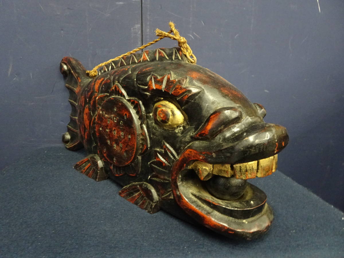 木製魚板魚鼓仏教法具骨董打楽器