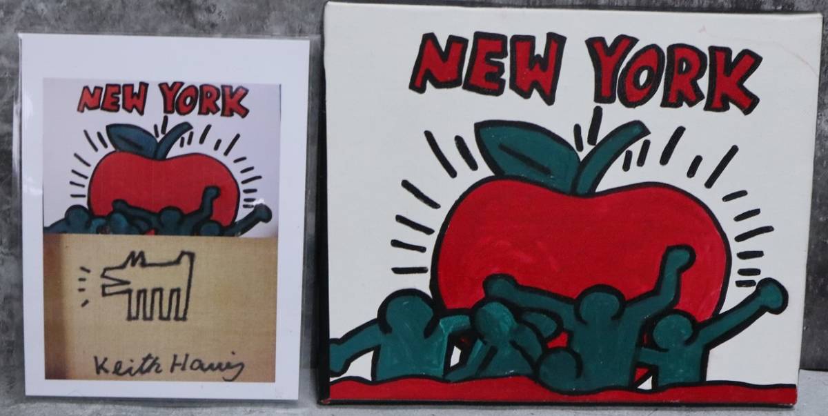 K*T様 油彩画 キースへリング 画題「ニューヨーク」鑑定書付き 裏書