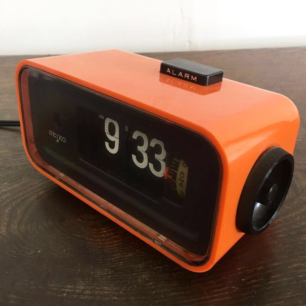 SEIKO パタパタ時計 セイコー 昭和レトロDP662 美品オレンジ SEIKO