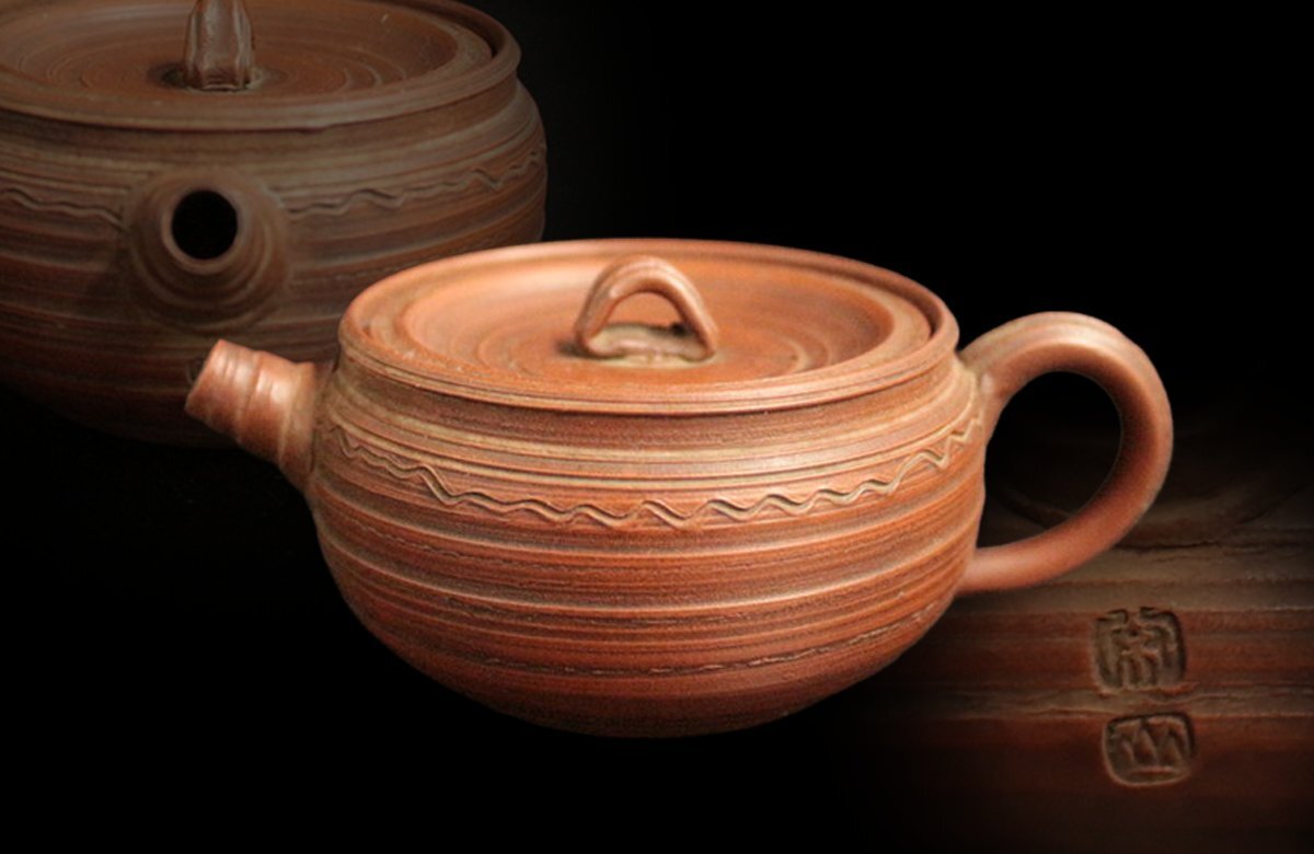 三世 【香】時代煎茶道具 常滑焼 清水石仙 朱泥 急須 壷○山