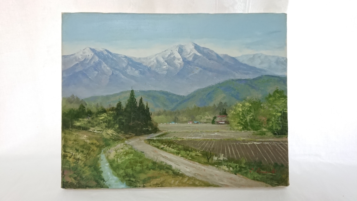 工藤昭重 真作 肉筆 油彩 キャンバス絵画 風景画 アルプス山脈