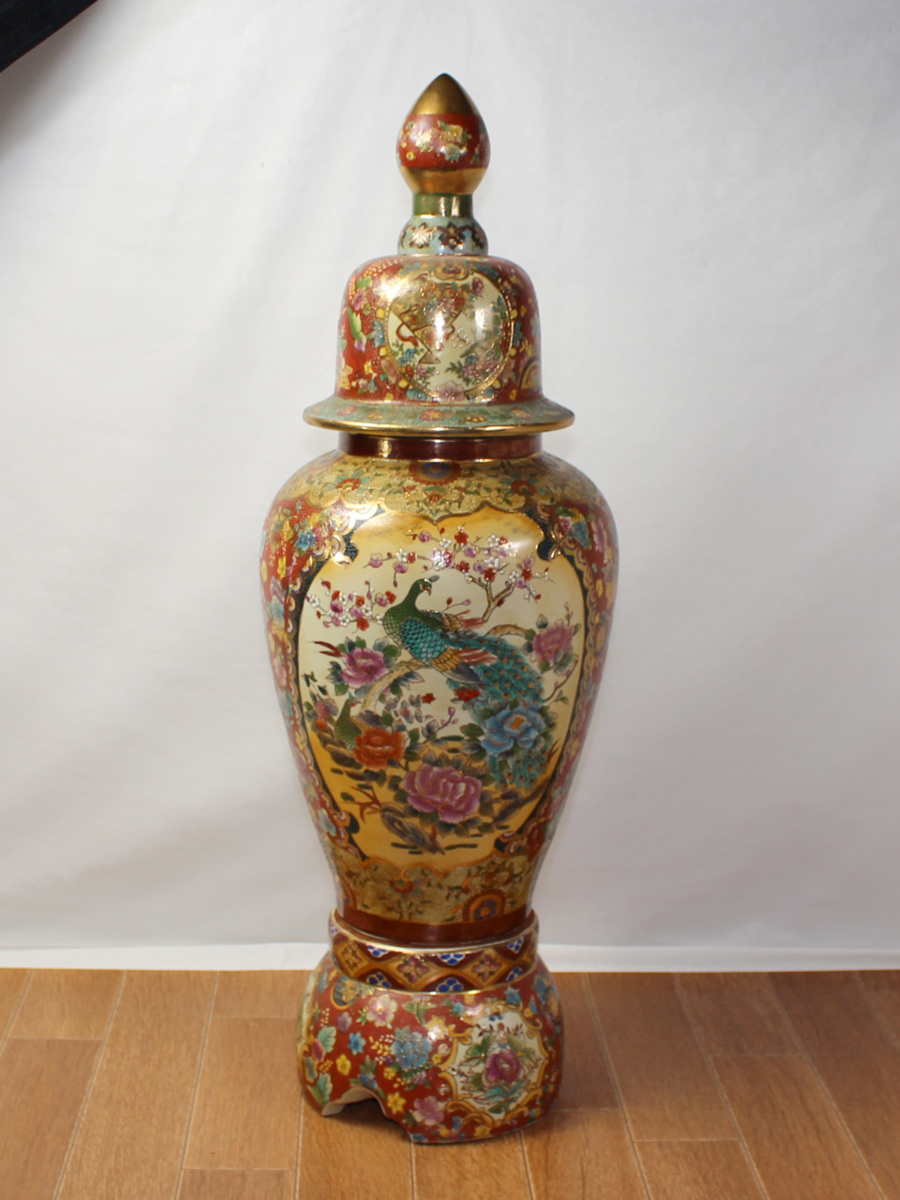 大花瓶 満面人物画 細密粉彩 飾り壺 花瓶 花器 壷 110cm 関西エリア 大