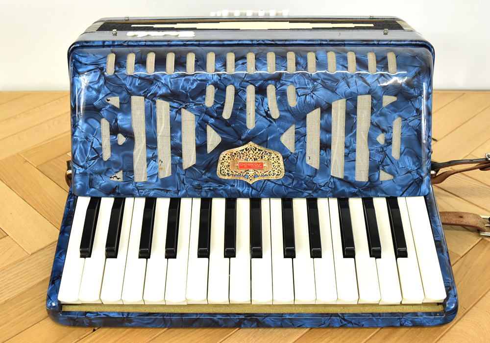 音良好】 TOMBO 211 トンボ楽器 アコーディオン ブルーカラー ハード