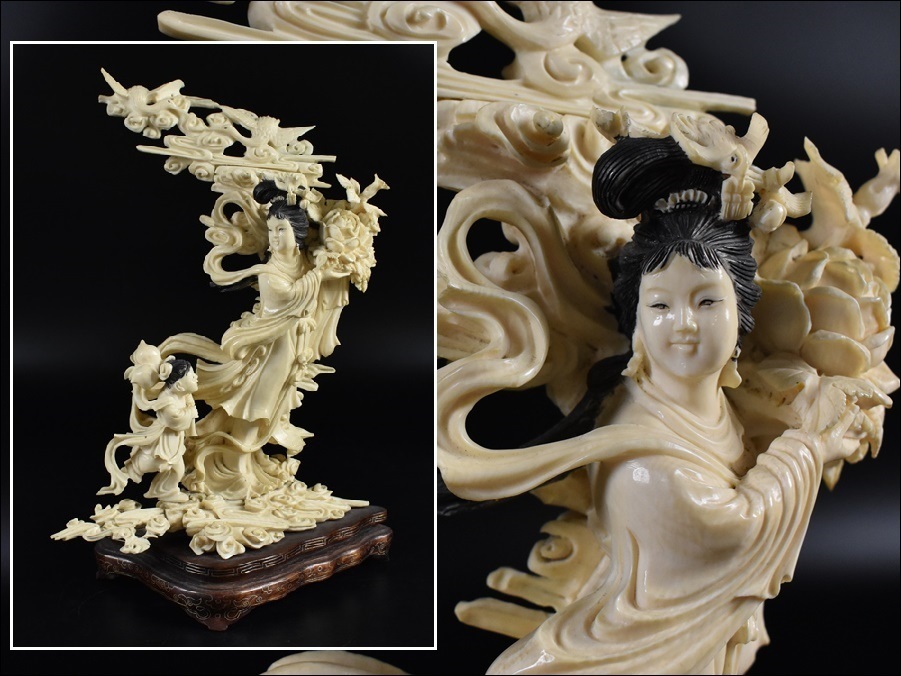 希少 中国美術 唐婦人像 細密象嵌 金属工芸 銀 銅 古玩 総重量2031.8g