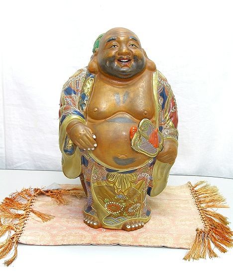 九谷焼 布袋様 置き物 レトロ 蔵出し さき144】縁起物 九谷焼 布袋様