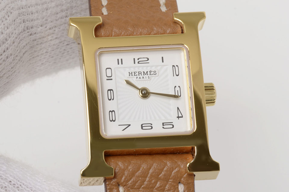 入手困難！HERMES Hウォッチ ミニ ブラウン レザーベルトゴールド 入手