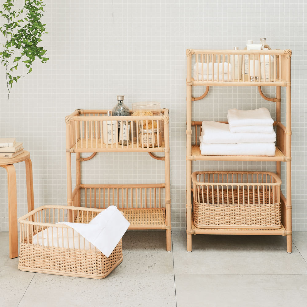 籐のランドリーラック レギュラー3段（脱衣カゴ1個付き） 通販 - ディノス