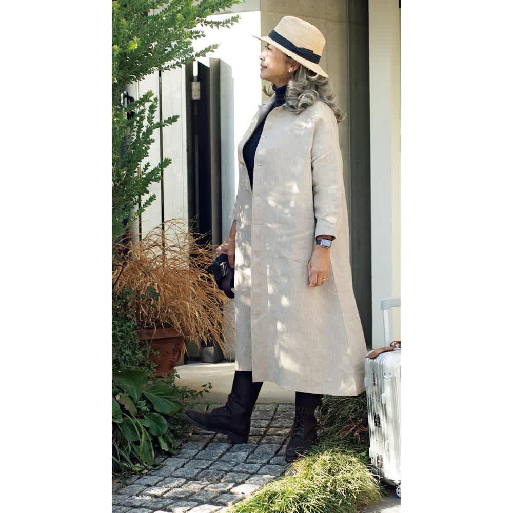 吉谷さんデザイン 麻のガーデンアトリエコート 通販 - ディノス