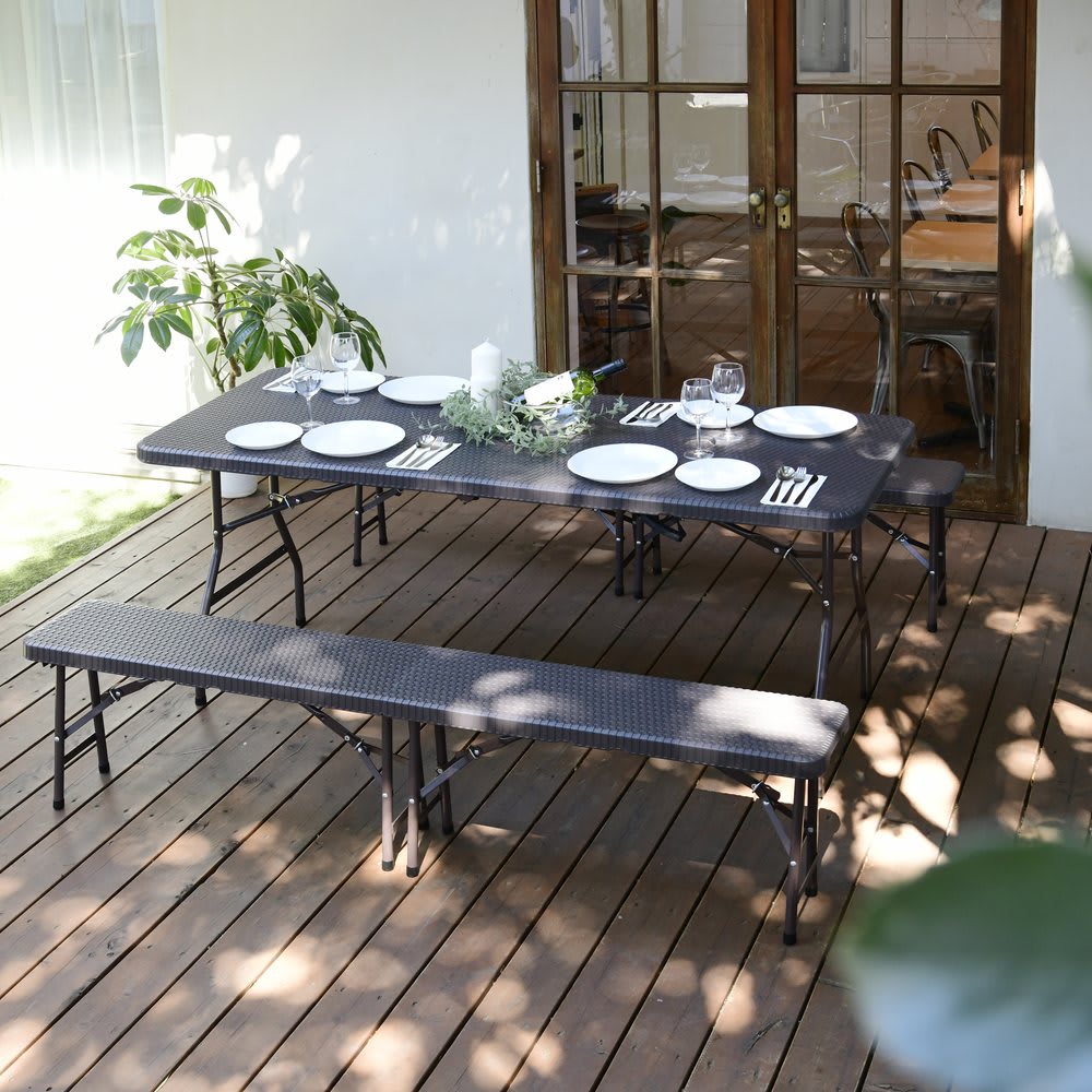 折りたたみ作業台シリーズ ラタン調ベンチ 通販 - ディノス