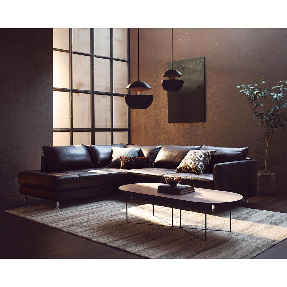 LX 総革張り（セミアニリン厚革）コーナーソファセット 座って右