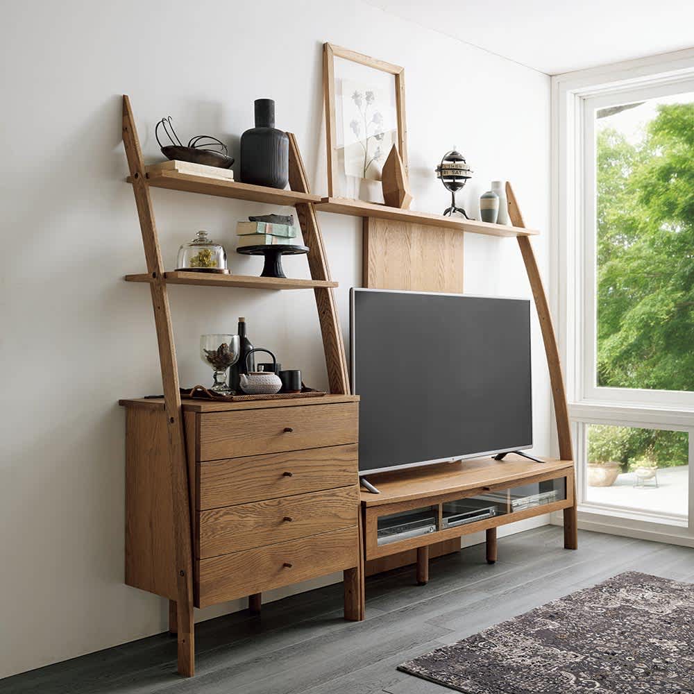 テレビ台 幅150高さ179cm [組立・設置料金込] 【天然木シェルフ