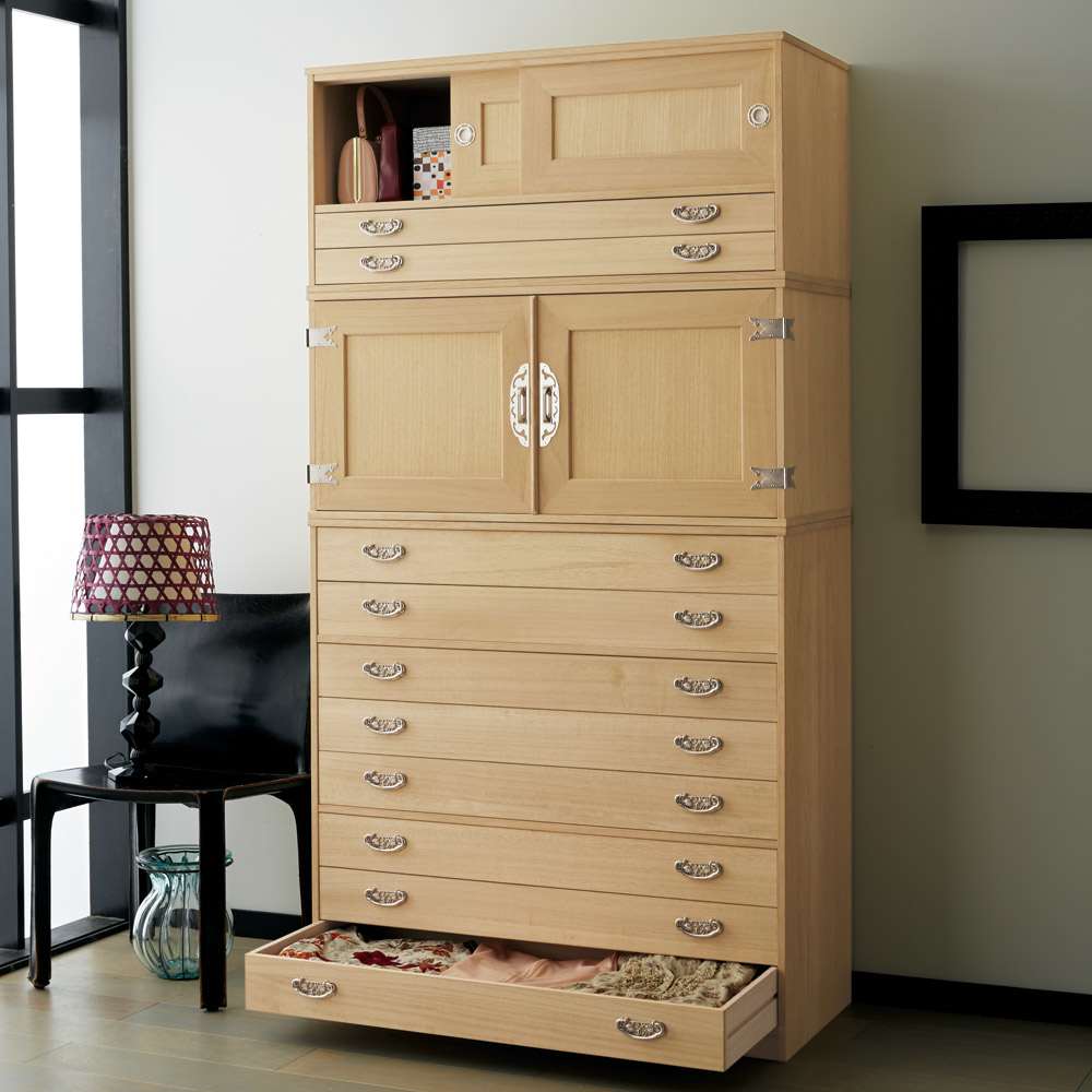 送料込】大型 縦長 鍵付き タンス 引き出し 昭和 レトロ 収納 家具