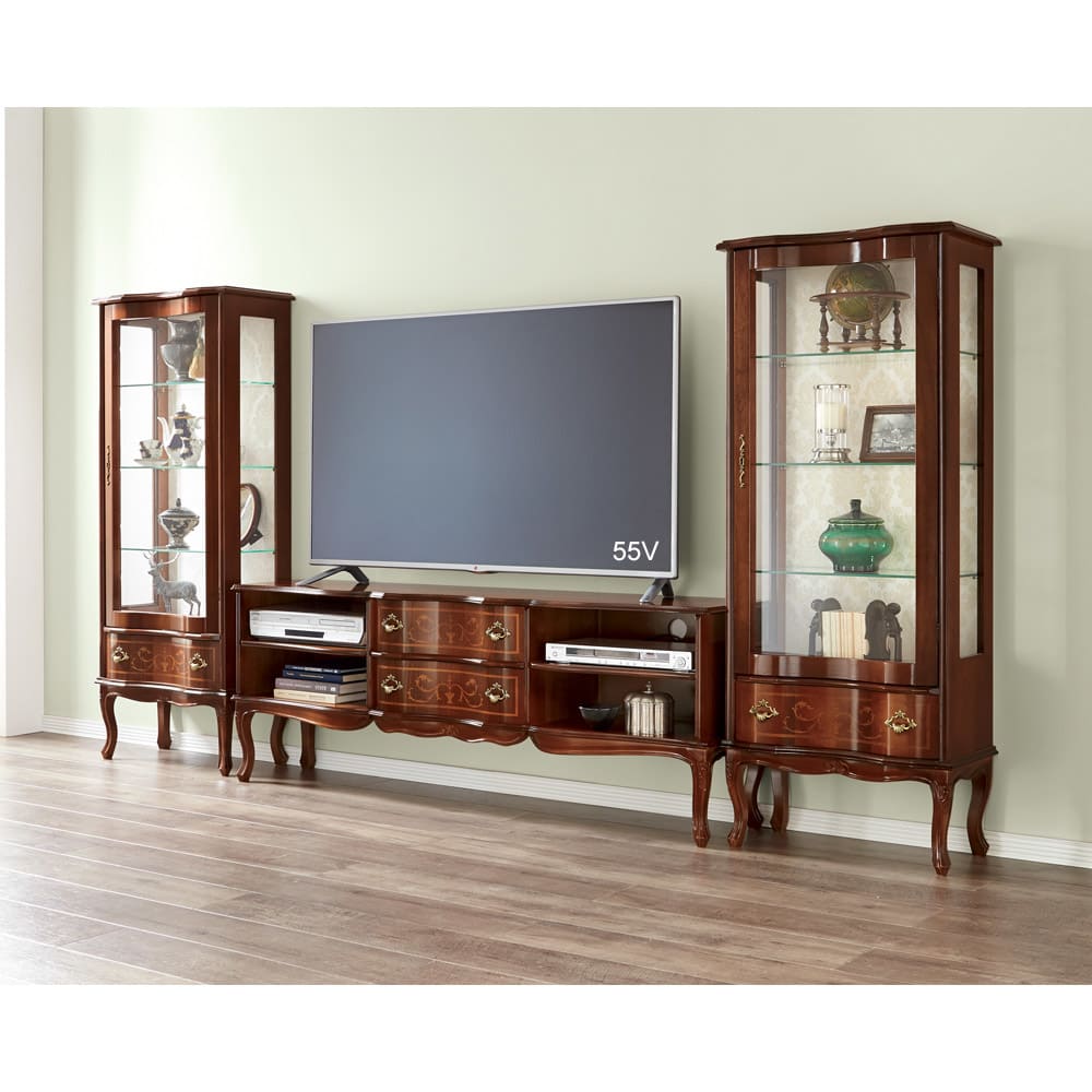 テレビ台 幅158.5高さ58cm 【イタリア製猫脚象嵌シリーズ】 通販