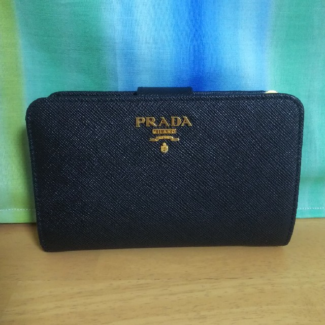 PRADA プラダ 2つ折り財布 黒 ピンク PRADA プラダ サフィアーノ