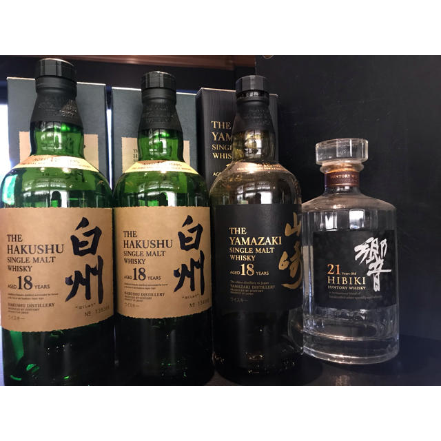 山崎18年空ビン 白州18年2本空瓶 響21年空