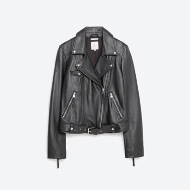 ZARAラムレザーライダース ZARA ブラック 羊皮ライダースジャケット