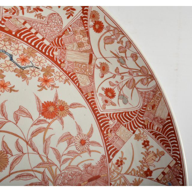 九谷焼 古九谷 赤絵金彩 花文 飾皿 大皿 直径約43.5㎝ M R4861C