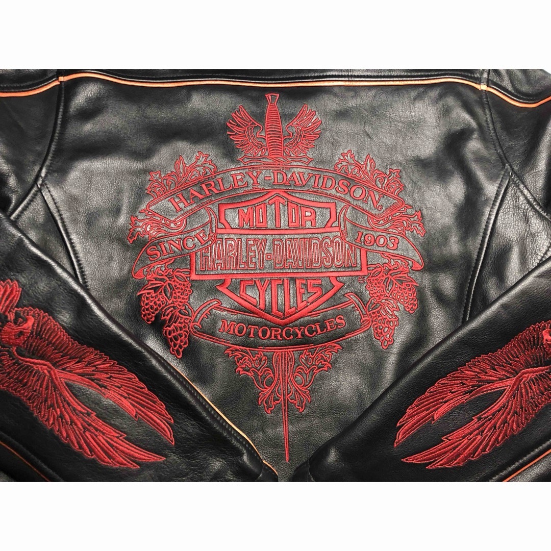 Harley Davidson - 【稀少！金赤糸刺繍限定品！】山羊&牛革ハーレー
