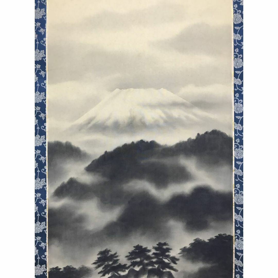 真作/北上聖牛/東海不二図/富士山図/富峰図/富岳図/掛軸☆宝船☆AH-624