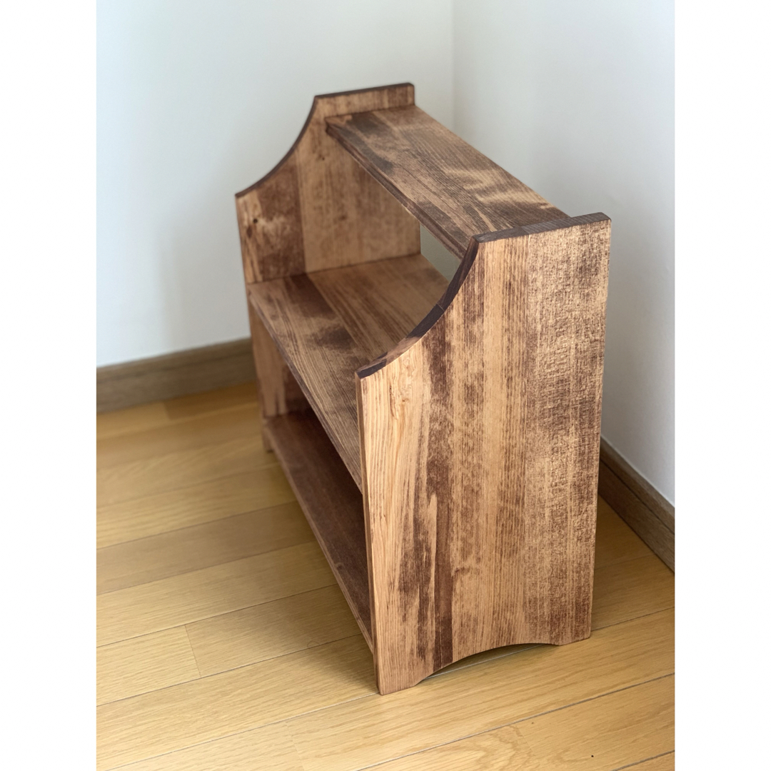 イタリアGiglio社マホガニー木製サイドテーブル ガラス天板2つ引き出し