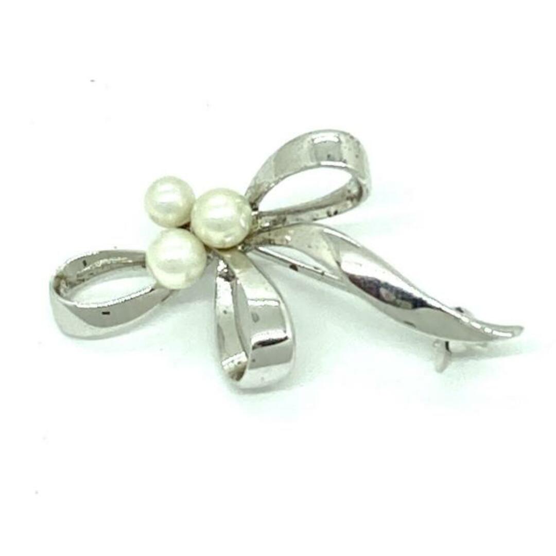 よ*う様 ミキモト ブローチ シルバー×パール アイボリー リボン A-810