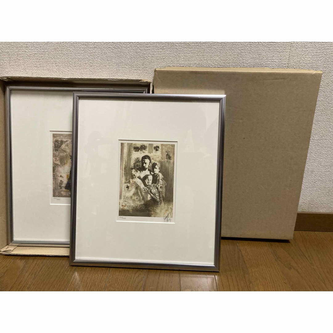 リトグラフ 人物画【A Kleinmann】 仏人画家 2点組 サイン・箱あり