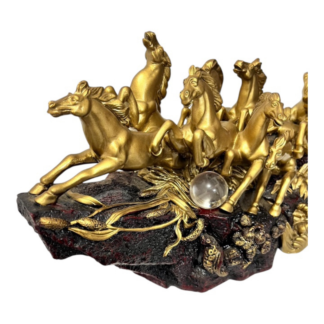 黄金色 九頭馬(きゅうとうま) 開運 縁起物 アンティーク 置物 午年 干支