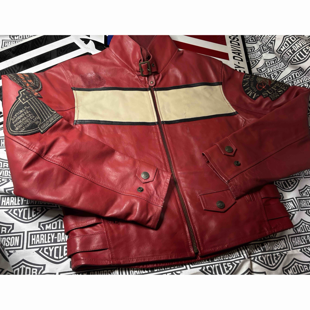 Harley Davidson - ハーレーダビッドソン 背面&袖・銀糸・赤糸・刺繍