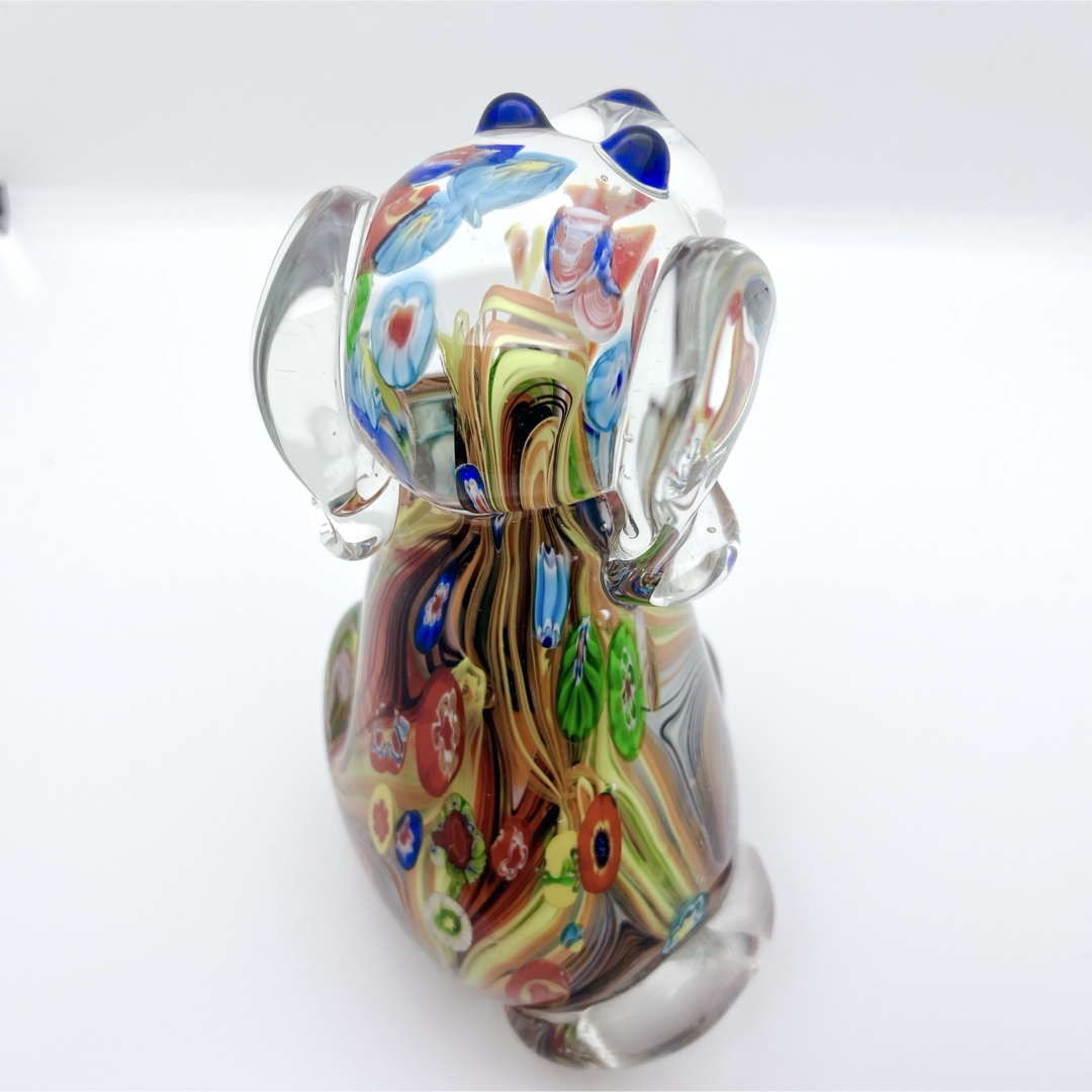 希少】ヴェネチアンガラス ミルフィオリ 犬 置物 ムラーノガラス オブジェ