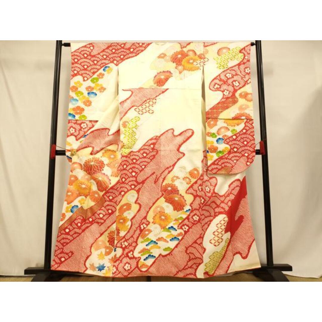 平和屋着物□豪華振袖 駒刺繍 絞り 草花青海波文 暈し染め 金彩 正絹