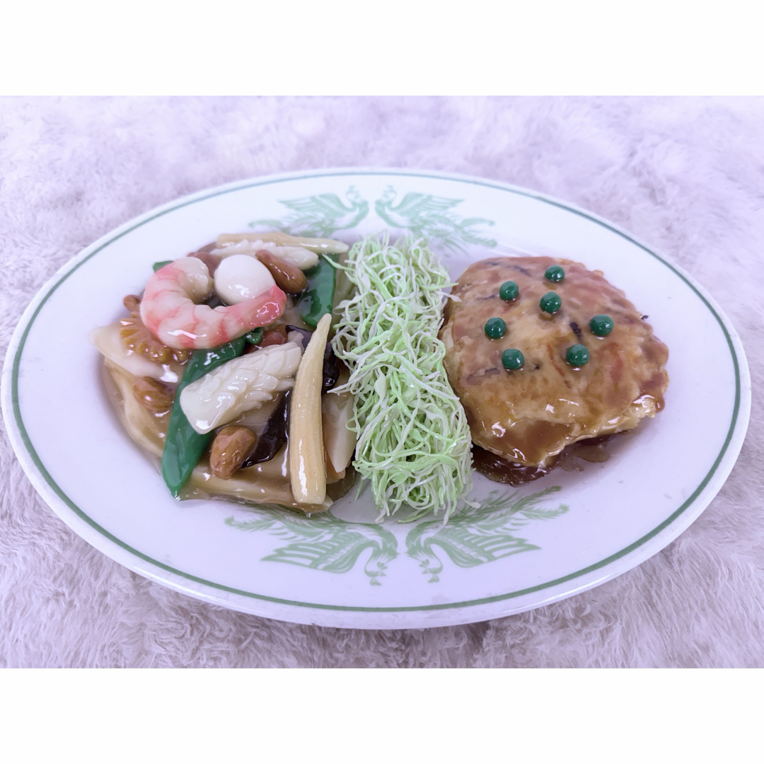 貴重品♪ 昭和レトロ 中華料理盛り合わせ カニ玉と八宝菜 食品サンプル