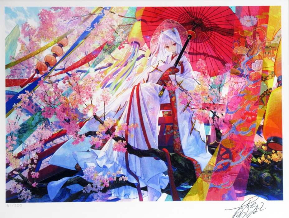 藤ちょこ直筆サイン入り書き下ろしアートグラフ彼岸の花複製原画 藤