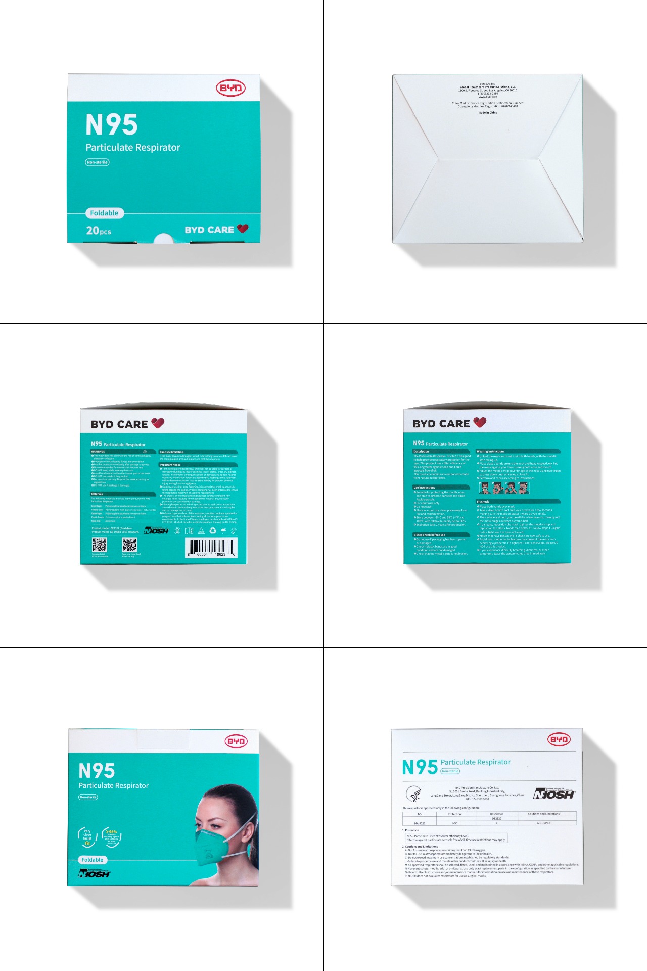 BYD Care N95 使い捨マスク20枚入 1 箱 - Weee!
