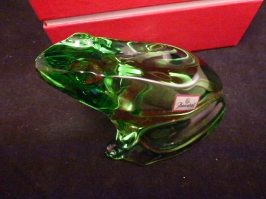 バカラ Baccarat クリスタル カエル 置物 ペーパーウエイト ガラス細工