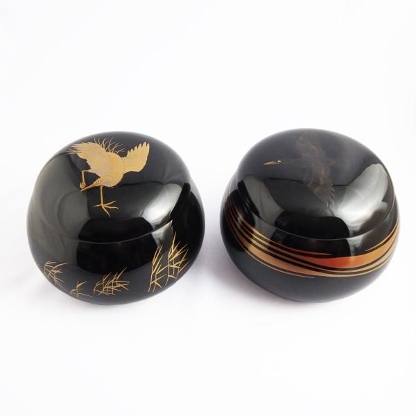 輪島塗 鷺蒔絵/烏蒔絵 碁笥セット - 【漆器の通販】漆器の能作｜1780年