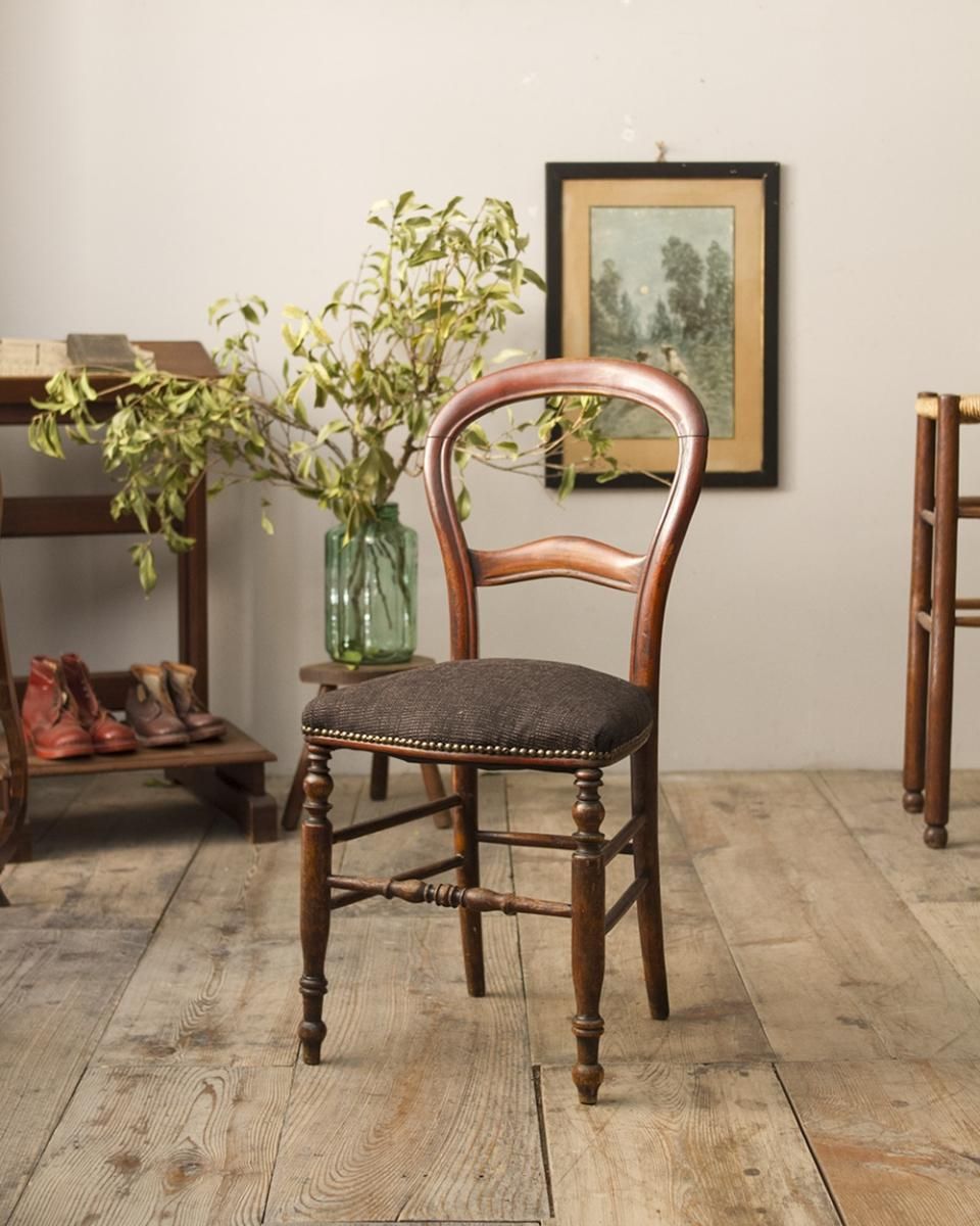 フランスアンティーク バルーンバックチェア クッションチェア