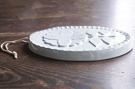 妖精とバラの陶器アート 円形 壁掛け タイルアート セラミック 陶板