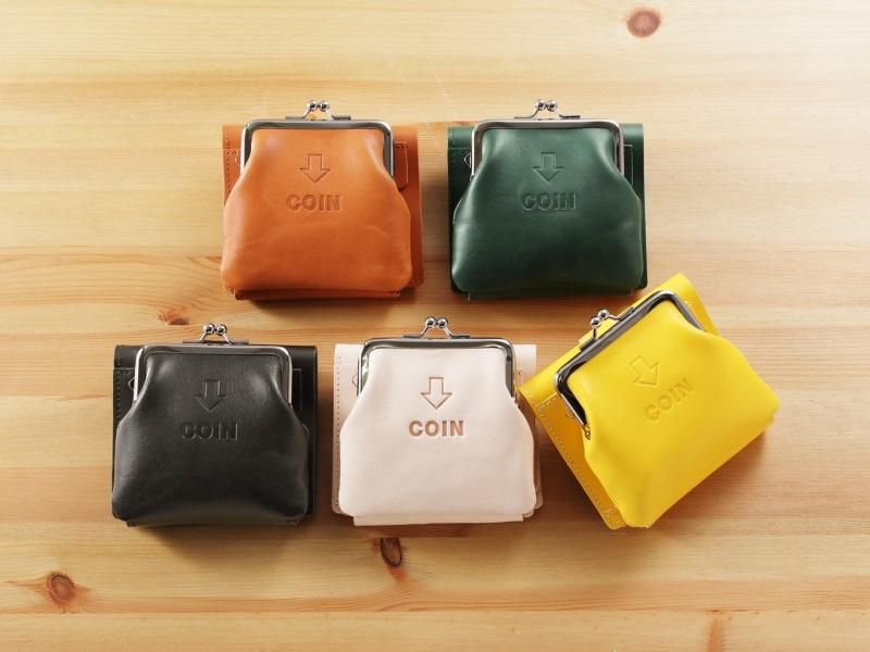 外がま口の三つ折財布 ブラック - JOLI ALL LEATHER ITEMS オンライン