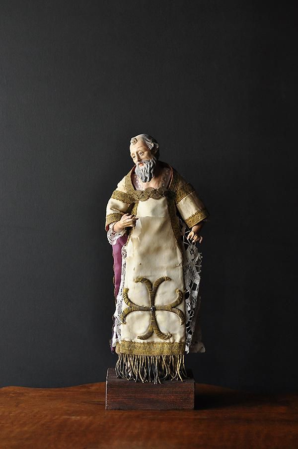 専用です。アンティーク木彫聖人像 キリスト教美術 18世紀頃 ガラス