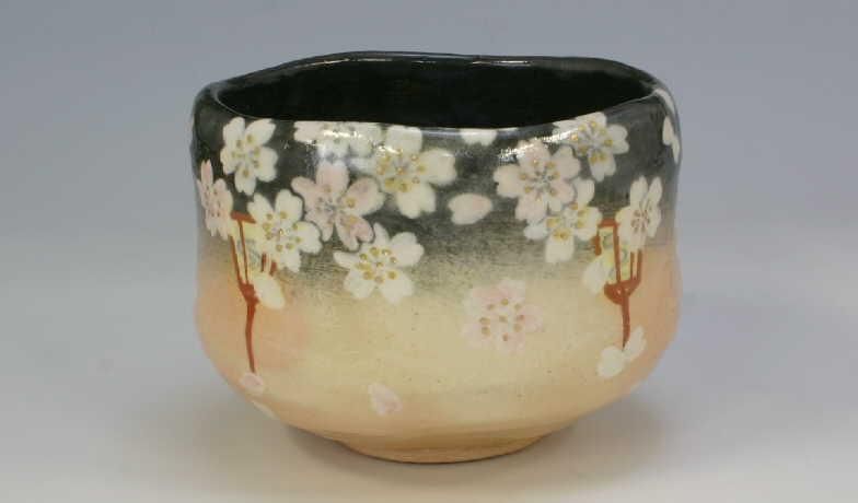 京焼・清水焼 くまがい】宵桜 (よいざくら) -抹茶碗－窯名「楽入」清水