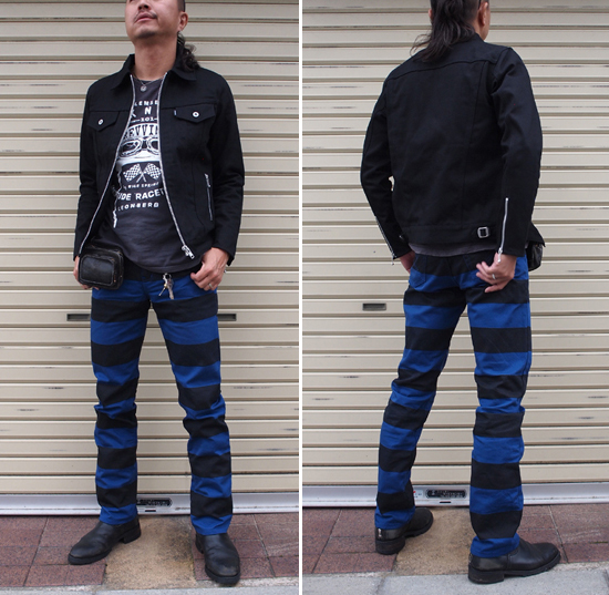 プリズナーパンツ 囚人 ボーダー パンツ ズボン Prisoner Pants 黒 青