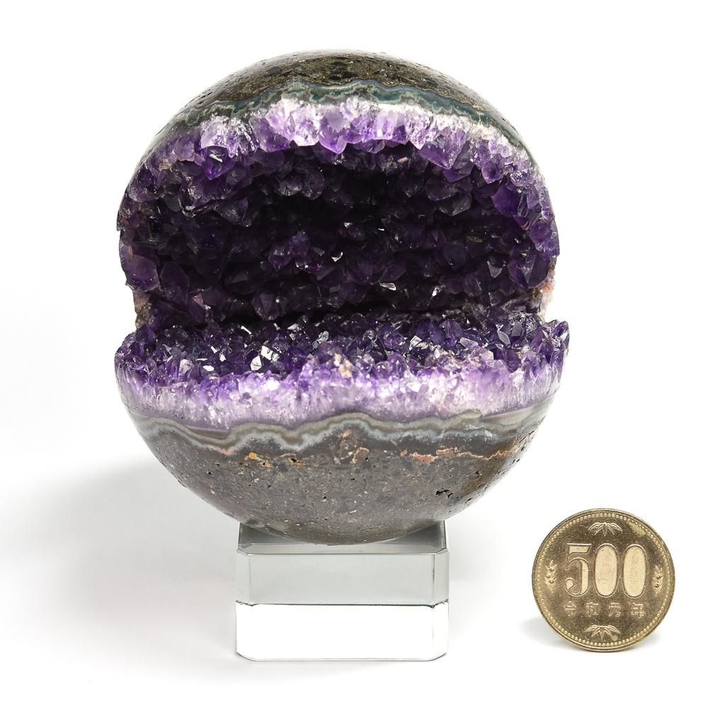 レア アメジスト笑口 金針ルチル入り 直径10.5cmブラジル産アメシスト