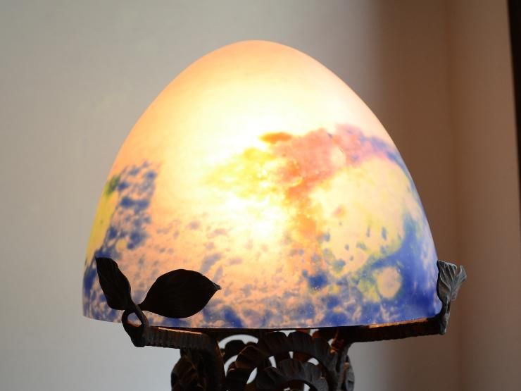 1920's アール・デコ ガラス テーブルランプ（Noverdy France