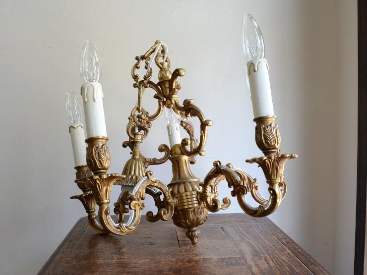 アンティーク 真鍮 5灯シャンデリア｜アンティーク照明・ランプ