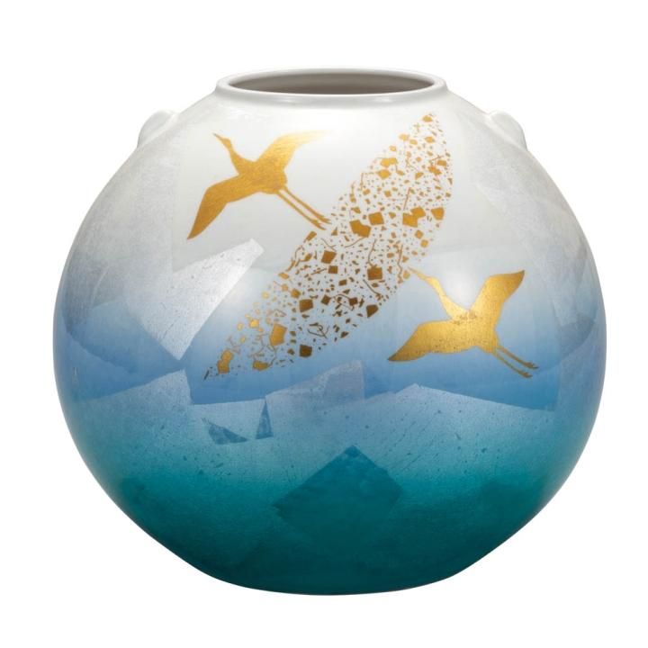 時代 漆芸 鶴図 金銀蒔絵 曙塗 八足 二段卓 木製 花台 銀露【MA661