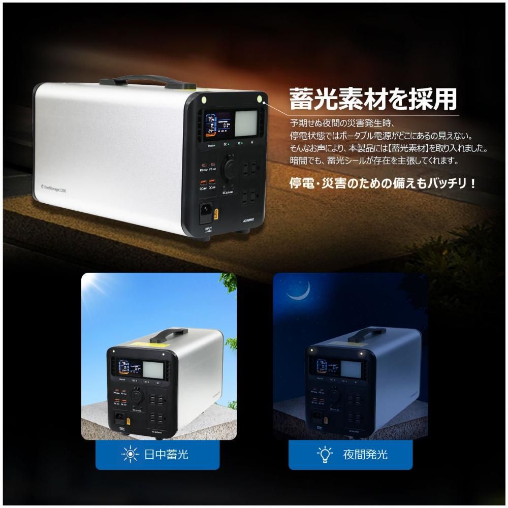 1200W ポ-タブル電源 + 200W ソーラーパネル セット 1008Wh リン酸鉄