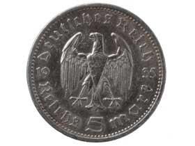 5ライヒスマルク銀貨|ドイツ第三帝国|コレクターズショップトモリンズ24