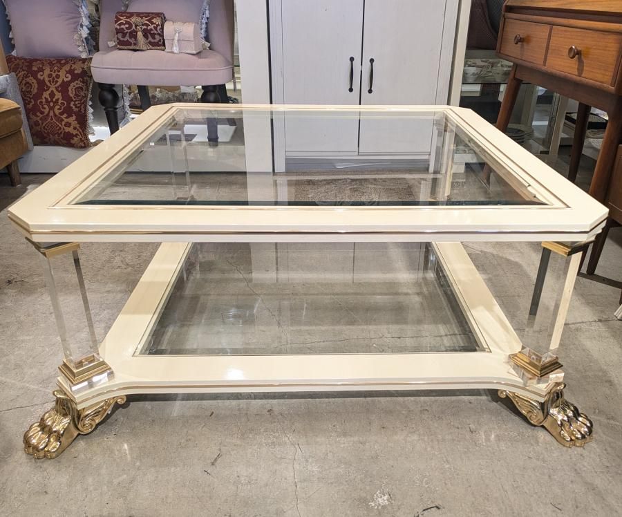 イタリア性 大理石 アンティーク 猫脚 楕円 センターテーブル ロー