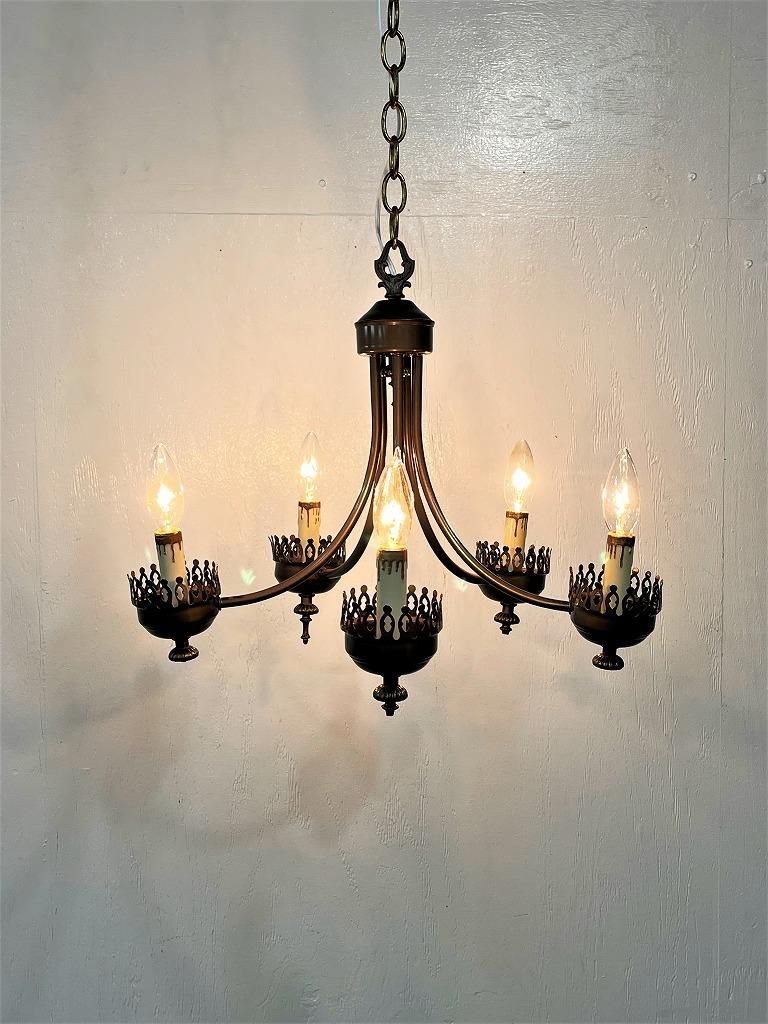 アンティーク 西洋シャンデリア 直径55×高さ60 ヴィンテージ 艶消し